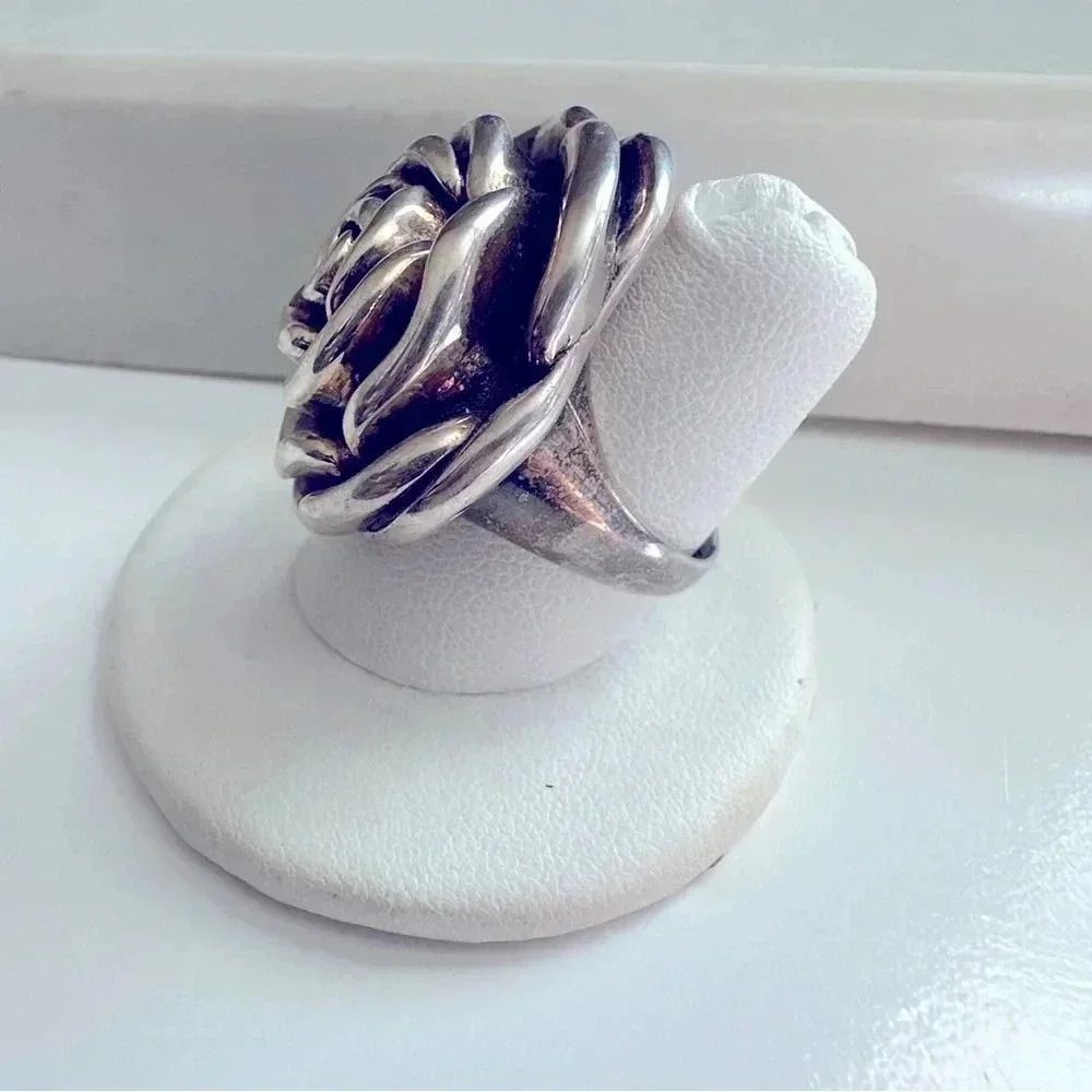 Sterling Silver Large Statement Rose Ring - image 3